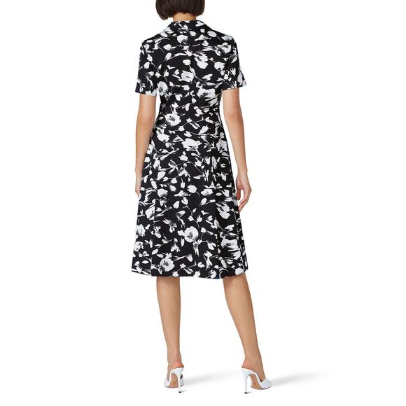 JASON WU Black White Brushstroke Floral 100% Cotton Button Placket Dress Size 2 - Picture 2 of 13